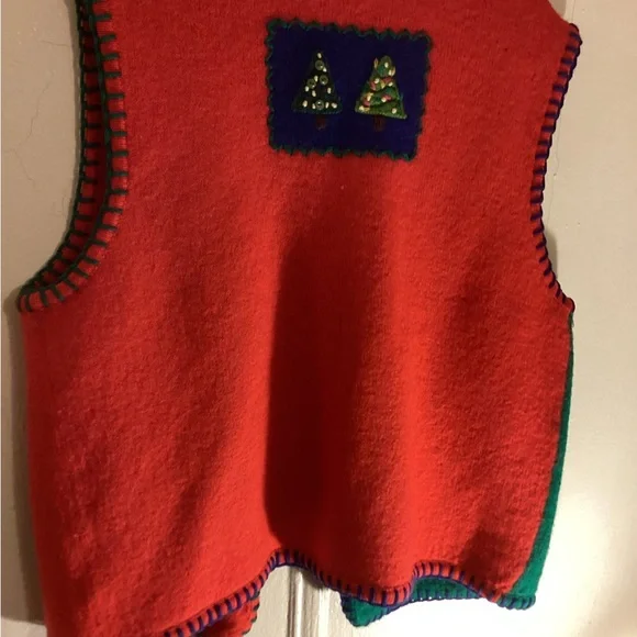 Vintage Vest Marisa Christina Red and Green Holiday - Picture 7 of 8